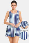 Zelocity Elastane Blended Slip-On Swimdress with Removable Pads - Blue Depth — thumbnail 1